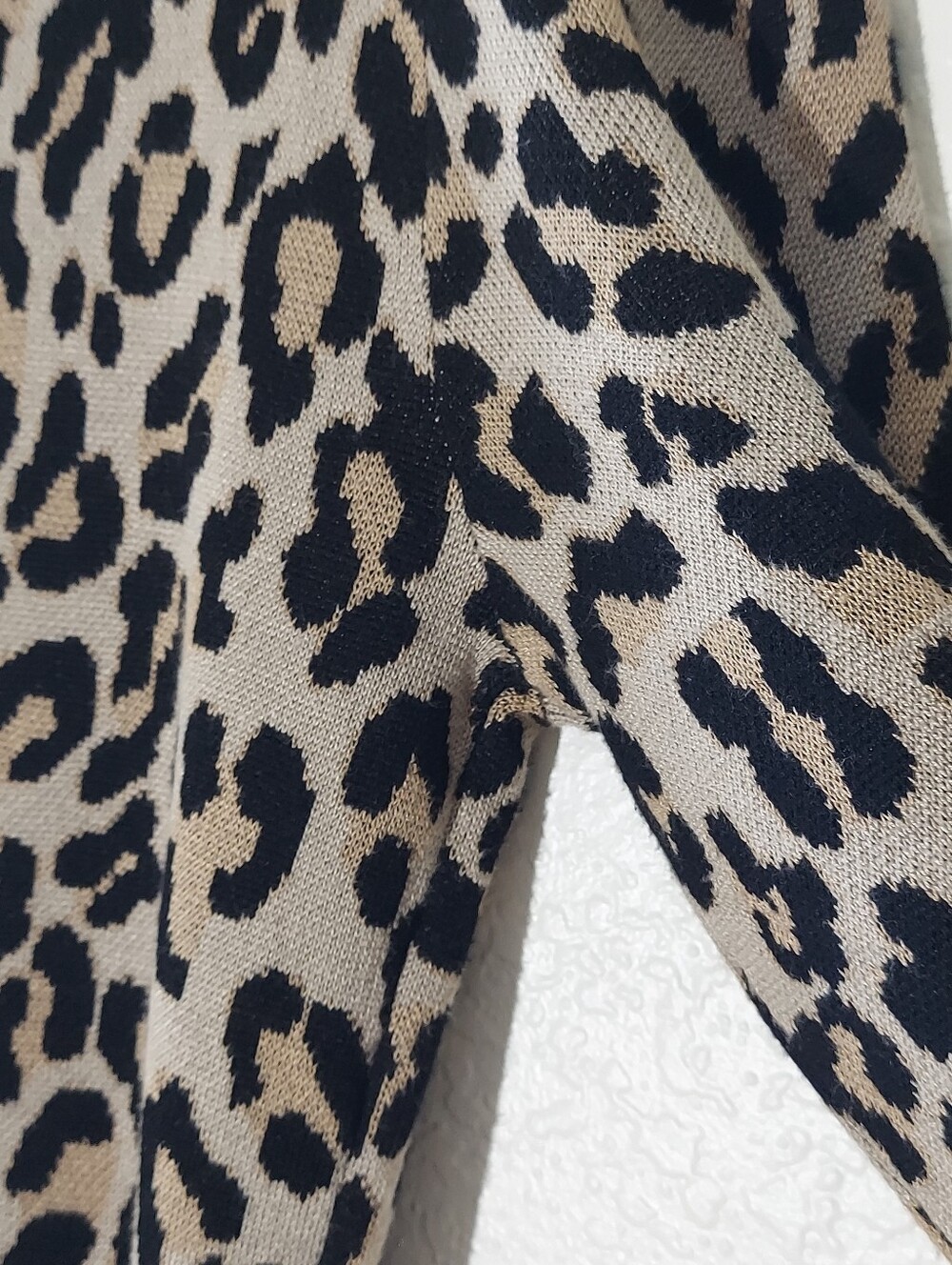 NINA LEONARD Leopard Print Black/Beige Long Sleeve Sweater Dress WM Size L NWT - Picture 10 of 13